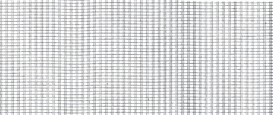 Rete metallica a quadretti sottili, linee verticali e orizzontali sovrapposte su sfondo bianco.